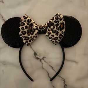 Leopard Print Bow Sequin Ears Headband